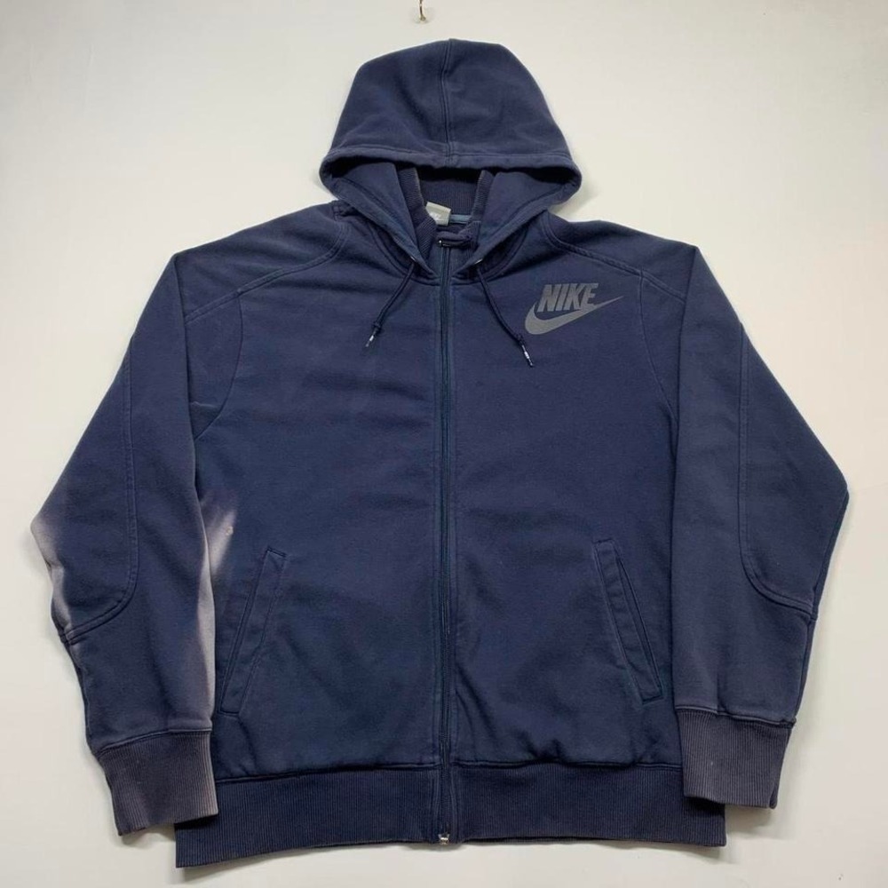 Y2k Nike Zip-ul Navy Hoodie Faded Sleeve Size XL‎ - Picture 2 of 8